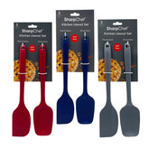 Sharp Chef Soft Grip Silicone Spatula & Spoon Set Asstd. Colors (8)Red, (8)Navy, (8)Grey